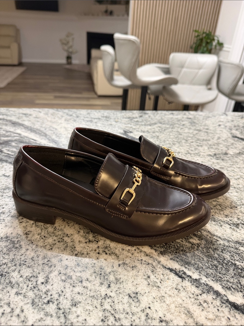 Zara Dark Brown Leather Bit Loafers